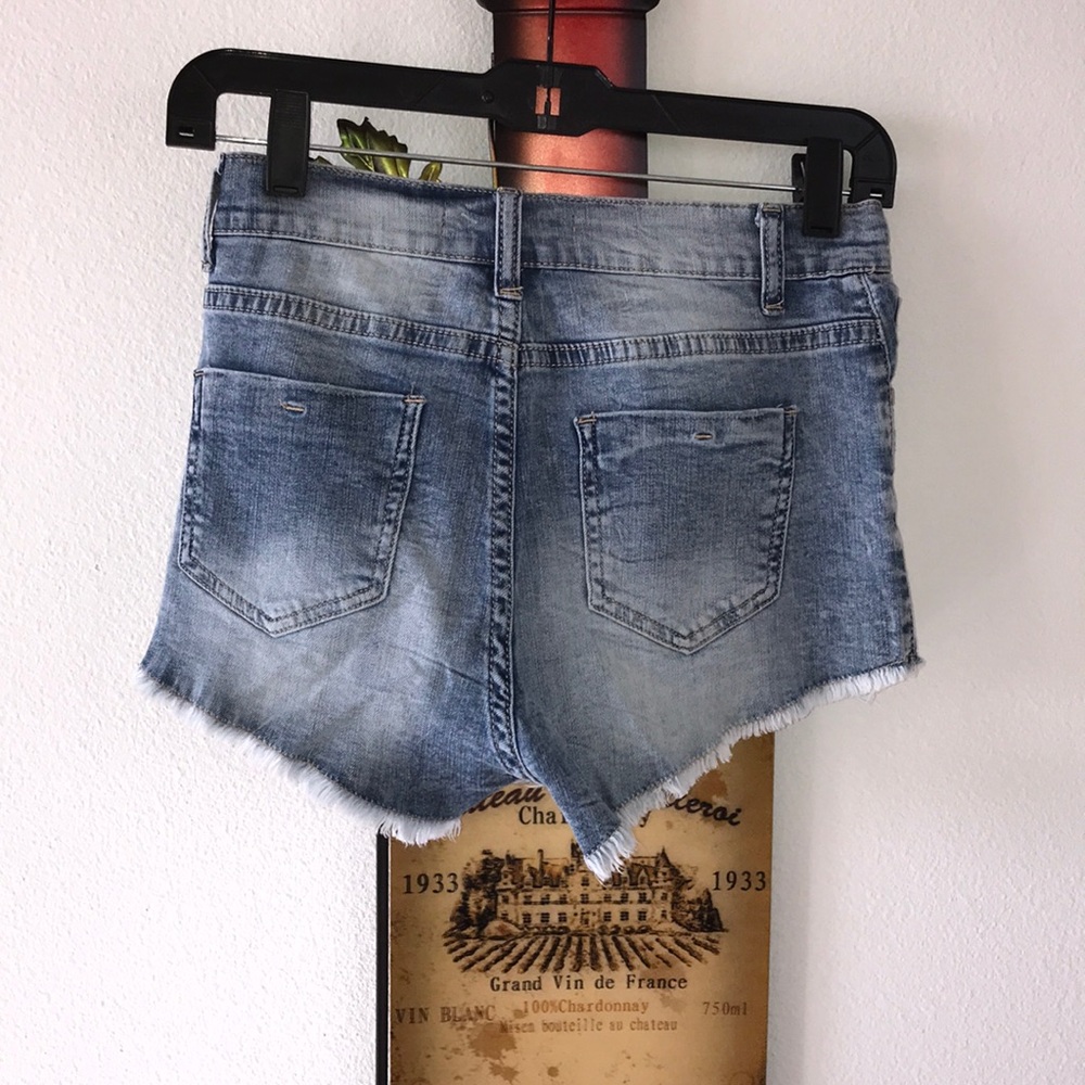 Silver Sequin Denim Shorts  LC Lizette Collection - Picture 2 of 7